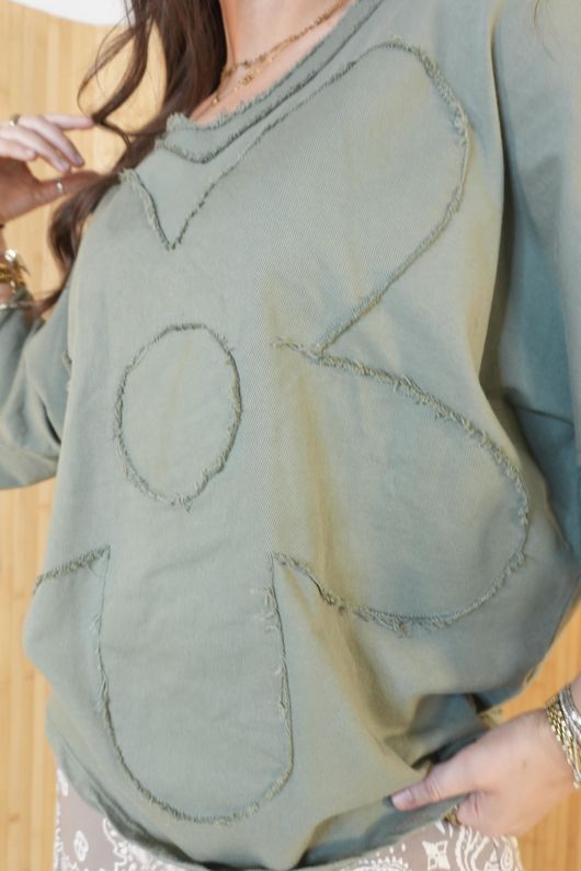 Hippie Slouch Sweatshirt Khaki /14=